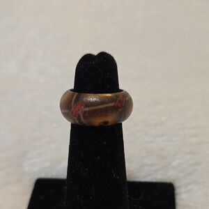 Elegant Brown Wooden Ring.Size 4.